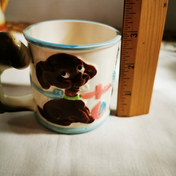Vintage Ceramic Child's Cup with Lamb Cat Dog and Bunny Handle - Picture 11 of 12